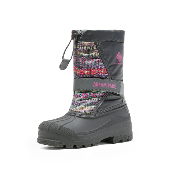 Mid Calf Girls & Boys Waterproof Snow Boots - GREY MULTI -  0